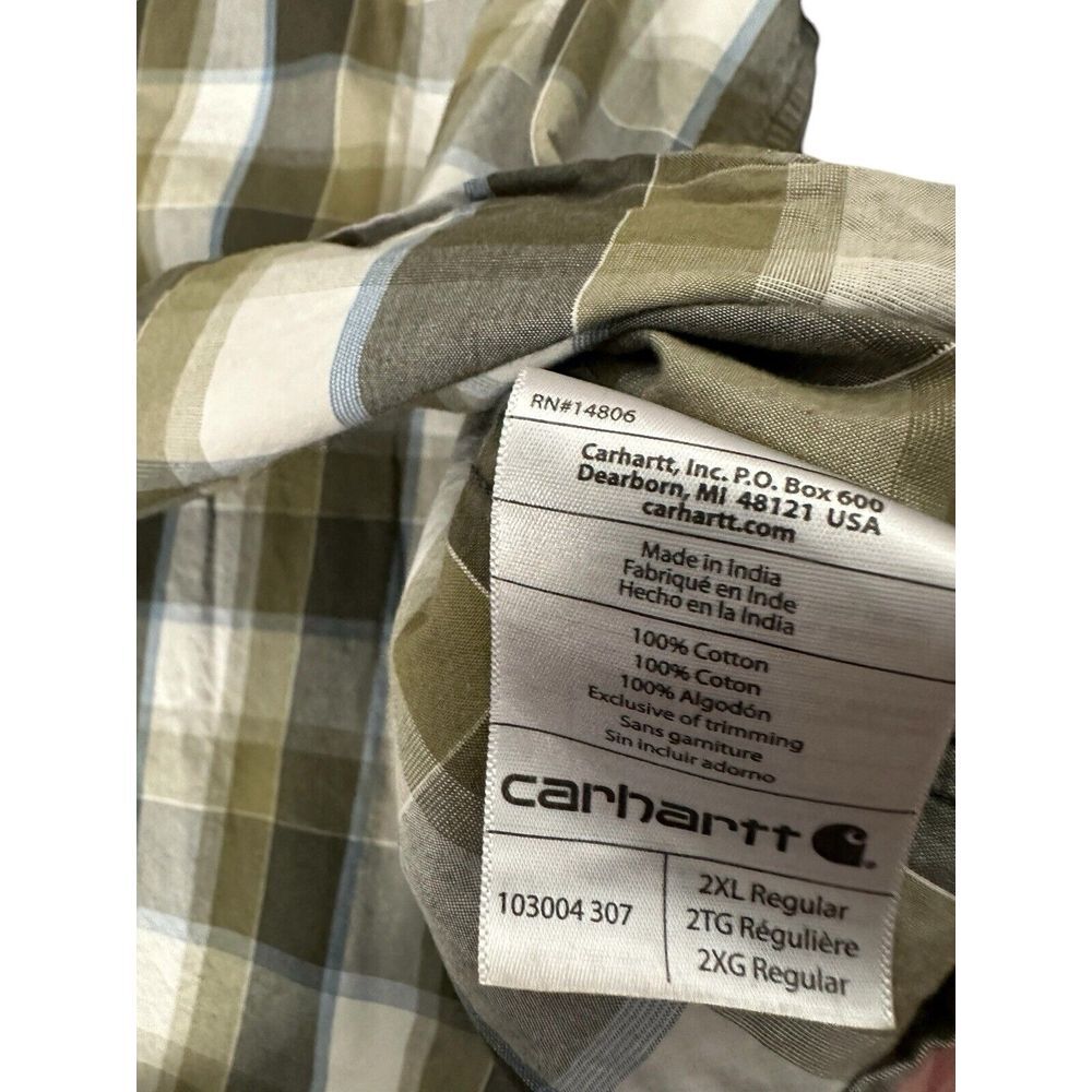 Carhartt Plaid Men's Rugged Outdoor Wear Long Sleeve Button Down Shirt -Lot Of 2 - Picture 12 of 16